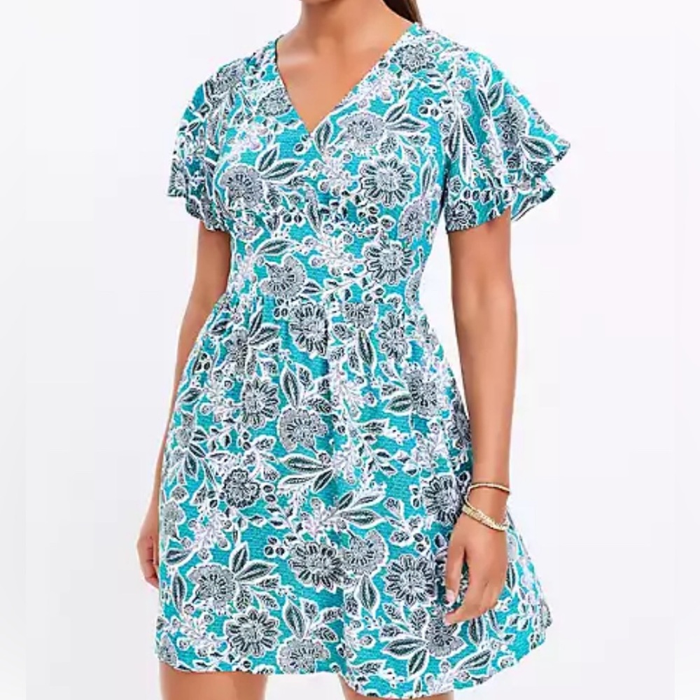 Loft Tiered flutter dress with pockets